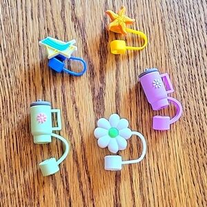 NWT 5 Colorful Silicone Straw Toppers